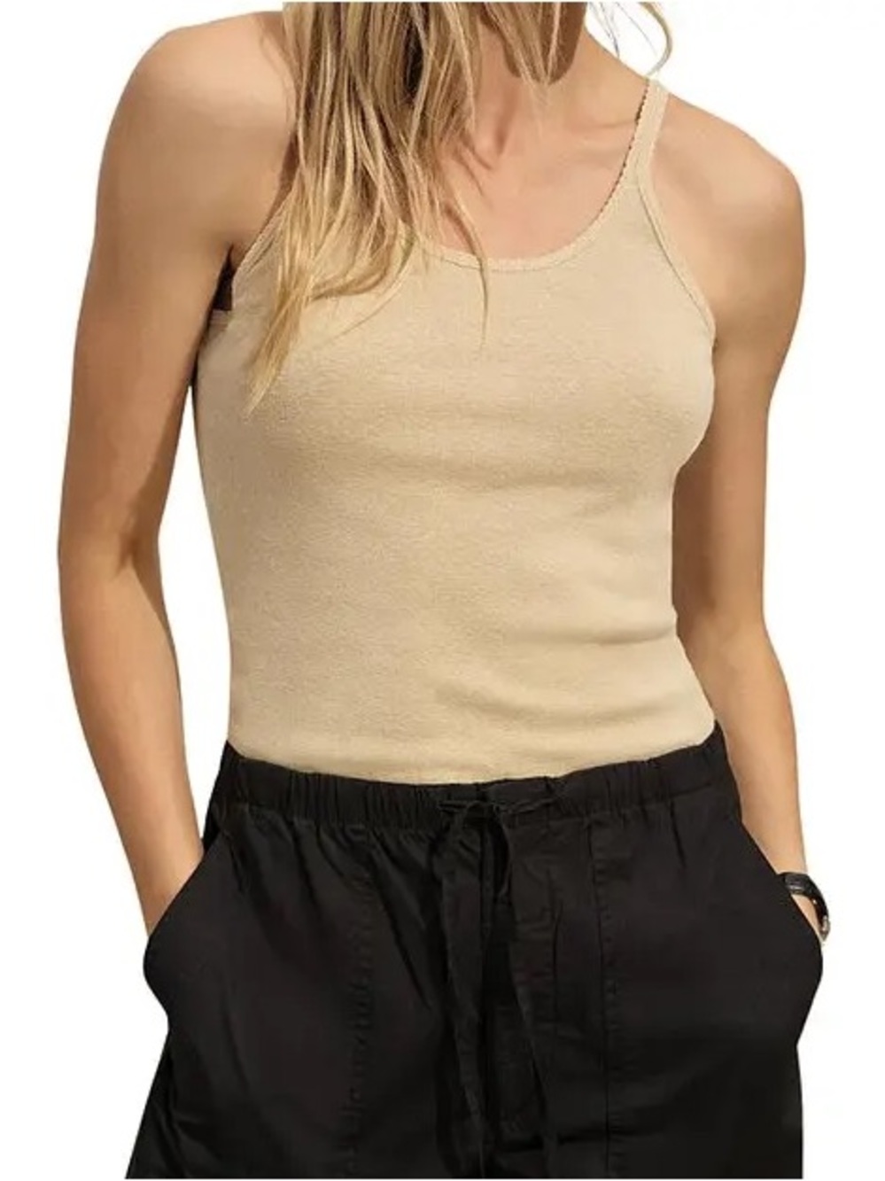 Buck Mason Heirloom Rib Scoop Neck Tank Top, Neutral Minimalist